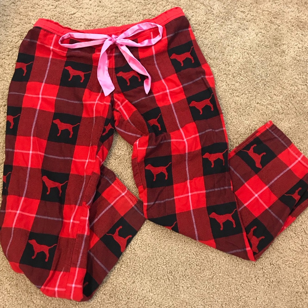 Victoria’s Secret Pink Plaid Red Dog PJ Bottom